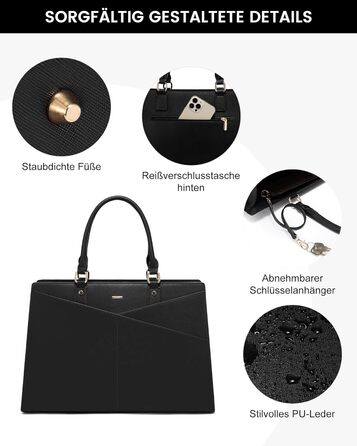 Сумка для ноутбука 17 дюймів LOVEVOOK: жіноча сумка-шоппер, робоча/шкільна сумка, велика сумочка на плече, чорна