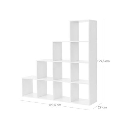 Полиця для сходів на 10 кубиків - біла