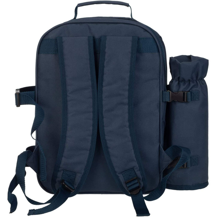 Набір для пікніка Anndora 15 предметів: рюкзак, деки, посуд, блакитно-білий в смужку