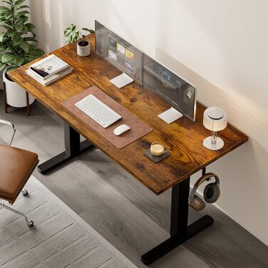 Електричний стіл з регулюванням висоти 120x60 см з функцією пам'яті, для офісу та дому. Білий колір, керування кабелями та гачки.