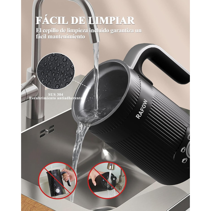 Електричний піноутворювач молока 5-в-1: автоматичний, великий об'єм, для капучино, лате, гарячого шоколаду, миється в посудомийній машині (350мл)