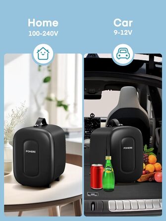 Міні холодильник FOHERE 5 літрів / 6 банок, USB живлення, 220V AC/12V DC, для напоїв та косметики, білий (чорний)