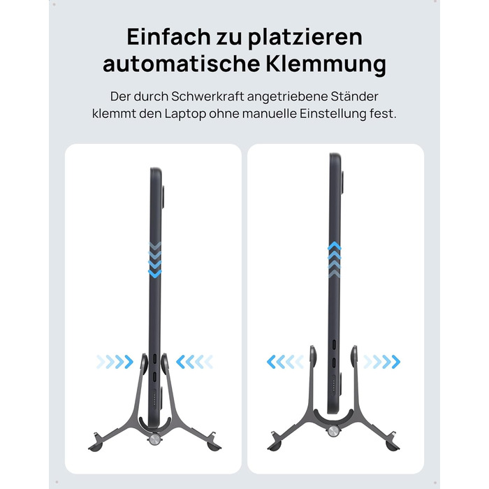 Підставка для ноутбука SODI вертикальна, автоматична, з алюмінію, для MacBook Pro/Air, ноутбуків, планшетів, телефонів (сіра)