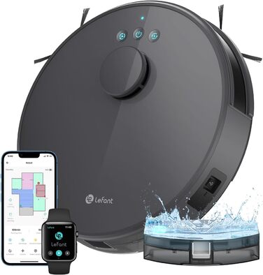 Робот-пилосос LEFANT M1 з функцією миття, 5500Pa, 200хв роботи, мапінг, зони заборони, для шерсті тварин, килимів та твердих підлог