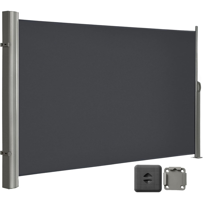 Бічна маркіза LARMNEE 190x500 см антрацит, висувна, захист від сонця та сторонніх поглядів, рулонна штора для балкона, тераси, саду