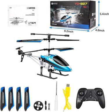 Радіокерований вертоліт VATOS YD-927, RC гелікоптер для дітей, 3 канали, 2.4 GHz, LED, гіроскоп, міні-вертоліт для приміщень