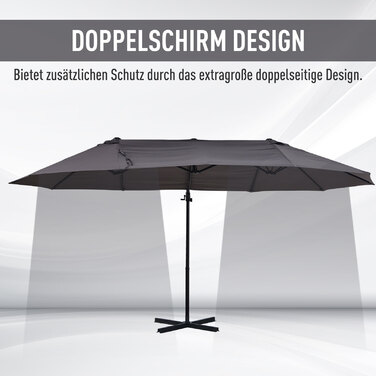 Консольна парасолька Outsunny Double Parasol з регульованою садовою парасолькою Sunshade Metal Dark Grey 440 x 270 x 250 см | Аосом