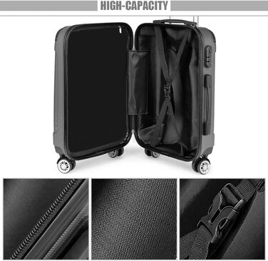 Набір валіз KONO Zwillingsrollen 3шт. (M-L-XL) з ABS-пластику сірого кольору