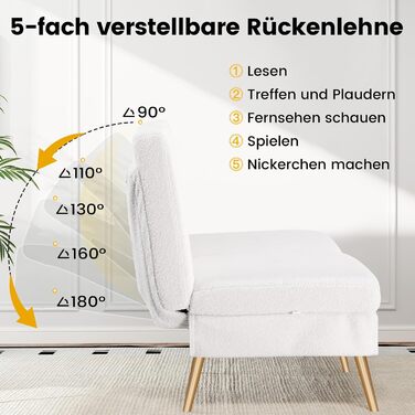 Диван-ліжко LUCKRACER 3-місний з функцією сну, обтягнутий штучним оксамитом (Teddy Velvet), білий. Ідеальний для вітальні та квартири.