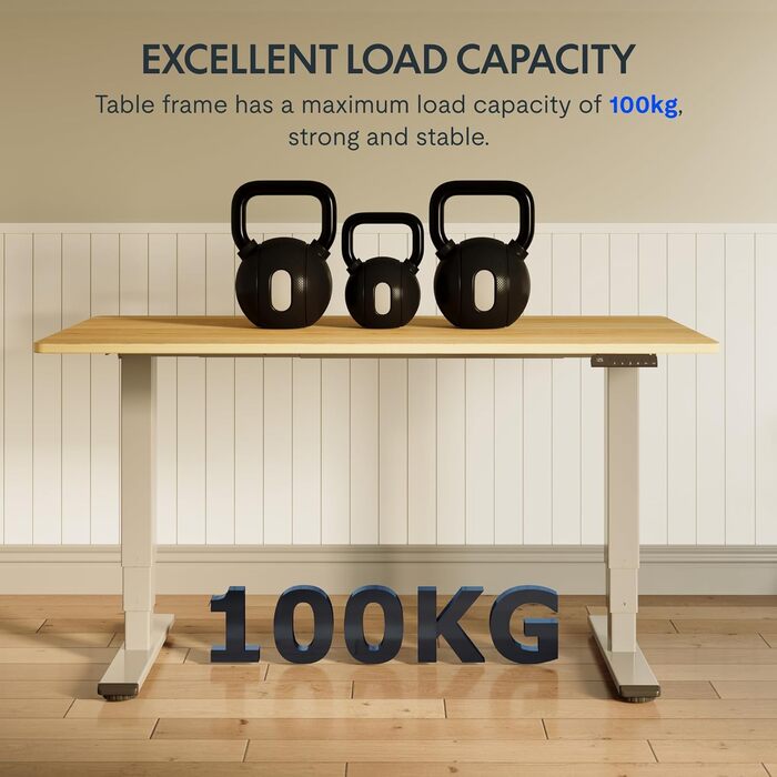 Електричний регульований стіл FLEXISPOT 120x80 см з подвійним мотором - ергономічний стоячий стіл для дому та офісу, 100 кг, тихий (<50 дБ), сірий + горіх