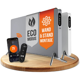 Електричний обігрівач LEBENLANG з Wi-Fi, 2000W - енергозберігаючий конвектор для ванної кімнати (білий/сірий)