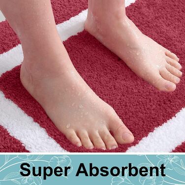 Набір килимків для ванної кімнати Homaxy: антиковзаючі, з м'якої мікрофібри, пухнасті, 2 шт. (40x60 см + 50x76 см), бордовий