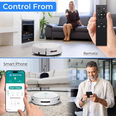 Робот-пилосос SereneLife з функцією миття підлоги, 3-в-1, з керуванням через додаток, для шерсті тварин та килимів, 700Pa