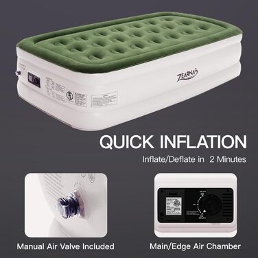 Надувний матрац Zearna для 2 осіб з електричним насосом, 203x152x46 см