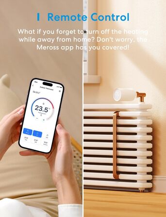 Meross Matter Термостат для радіатора Wi-Fi з підтримкою HomeKit, Alexa та Google Assistant (Додатковий блок)