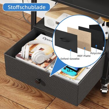 Підставка для телевізора на колесах з ящиком, чорна, 140 см. Підходить для телевізорів 32-75 дюймів