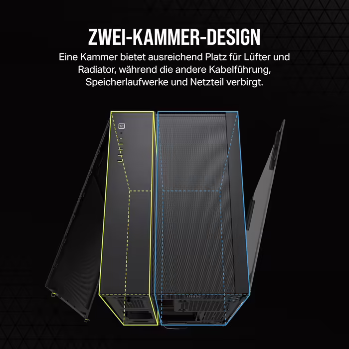 Корпус CORSAIR 6500D Airflow Mid-Tower ATX - двокамерна конструкція, висока гнучкість охолодження, чорний
