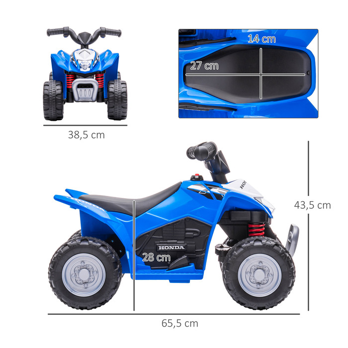 AIYAPLAY Електричний квадроцикл Mini Quad Kids Квадроцикл зі світлодіодним підсвічуванням та клаксоном Дитячий мотоцикл Дитячий автомобіль Електромобіль для дітей від 18 місяців Метал Синій 65.5 x 38.5 x 43.5см | Аосом
