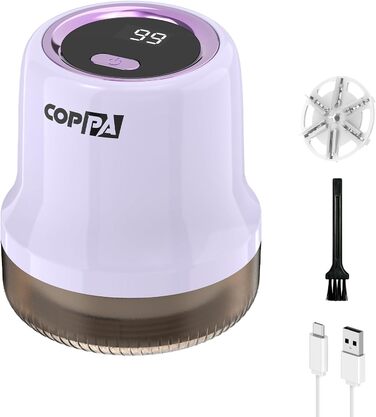 Електричний видалення ворсу для тканини COPPA: 6 лез, 3 швидкості, перезаряджається, для одягу, меблів (фіолетовий)