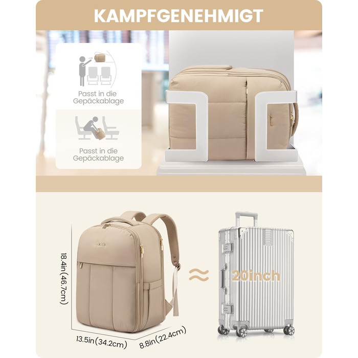 Рюкзак для ручної поклажі OVEVOOK: місткий, 40л, для ноутбука 17