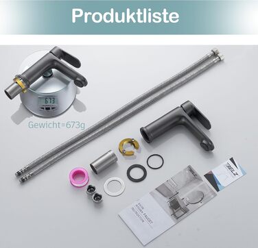 Набір змішувачів для ванної кімнати Belz, латунь, однозахватний, для мийки, сірий, темно-сірий