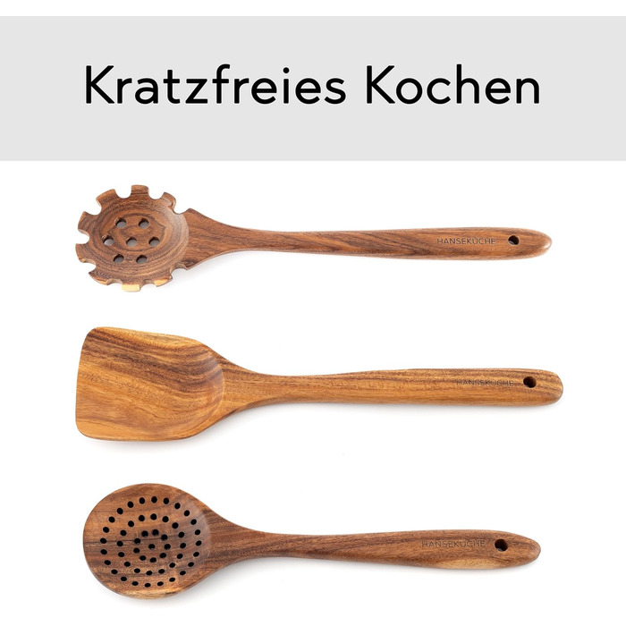 Набір кухонних помічників з дерева (9 предметів): щипці для гриля, вінчик, лопатка, ложка, шумовка. Матеріал: теак.