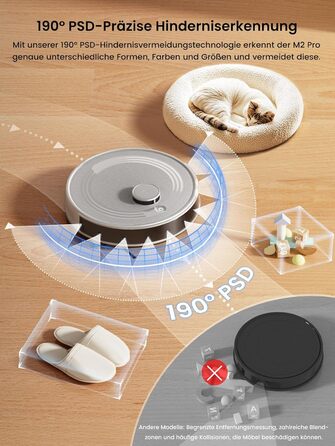 Робот-пилосос LEFANT M2 Pro Mondgrau з функцією миття, 5000Pa, LiDAR, 150 хв, розпізнавання килима, керування через додаток/голос, для видалення шерсті тварин, чорний