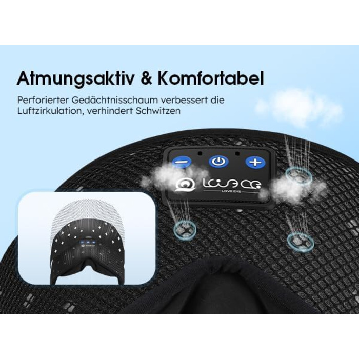 Маска для сну LOVE EYE 3D, для тих, хто спить на боці, чоловіча та жіноча, дихаюча, світлонепроникна (Чорна)