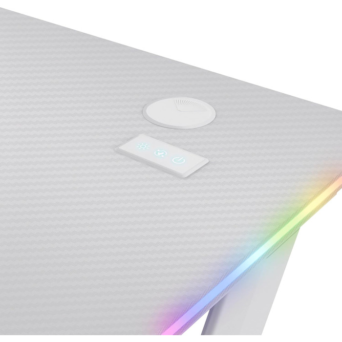 Ігровий стіл Trust Gaming GXT 709W Luminus RGB з підсвічуванням LED, 10 режимів, USB, білий, з тримачем для навушників та напоїв, 120 x 60 см