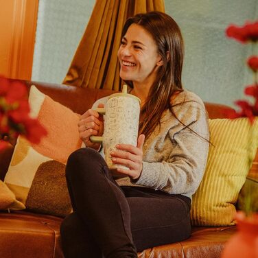 Термокружка-пляшка з нержавіючої сталі 900мл з ручкою та трубочкою – BPA-free, подвійні стінки, без витоку – для подорожей, офісу, навчання, спорту та як подарунок (дизайн «Кропива»)