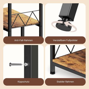 Стильна полиця Bealife для книг, 5 ярусів, 98 x 30 x 180 см, для вітальні, офісу, робочого кабінету, в стилі ретро, індустріальний дизайн