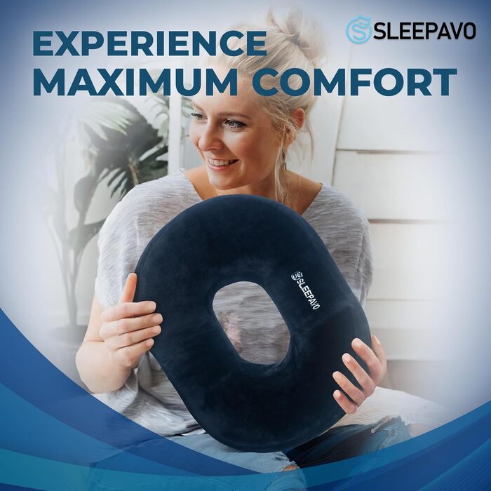 Подушка для сидіння Sleepavo Donut - для полегшення болю при геморої, тріщинах, ішіасі та пролежнях