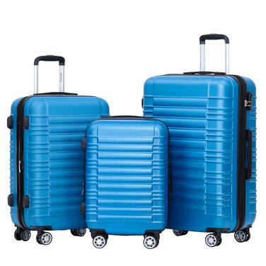 Набір валіз Beibye з жорстким корпусом (Турквіс) - валіза-тролі, валіза для подорожей, набір валіз