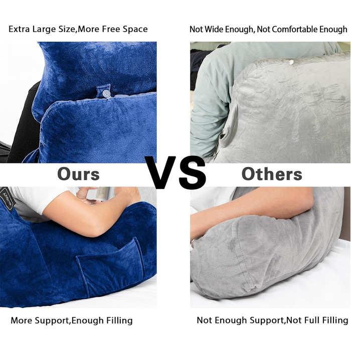 Підлогове крісло-мішок для читання в ліжку, диван, дорослий, з кишенею, синього кольору