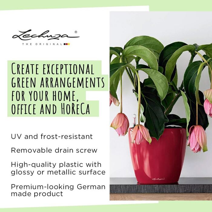 Кашпо Lechuza Classico Premium 21 LS, Комплект, Білий, 22x22x20 см, Високий Глянцевий, Одиничний