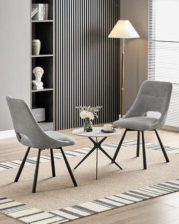 LEWE Комплект з 6 обертових стільців для їдальні, кухонних, вітальні та спальні, ергономічні, без підлокітників, з тканини кашемір (сірий)