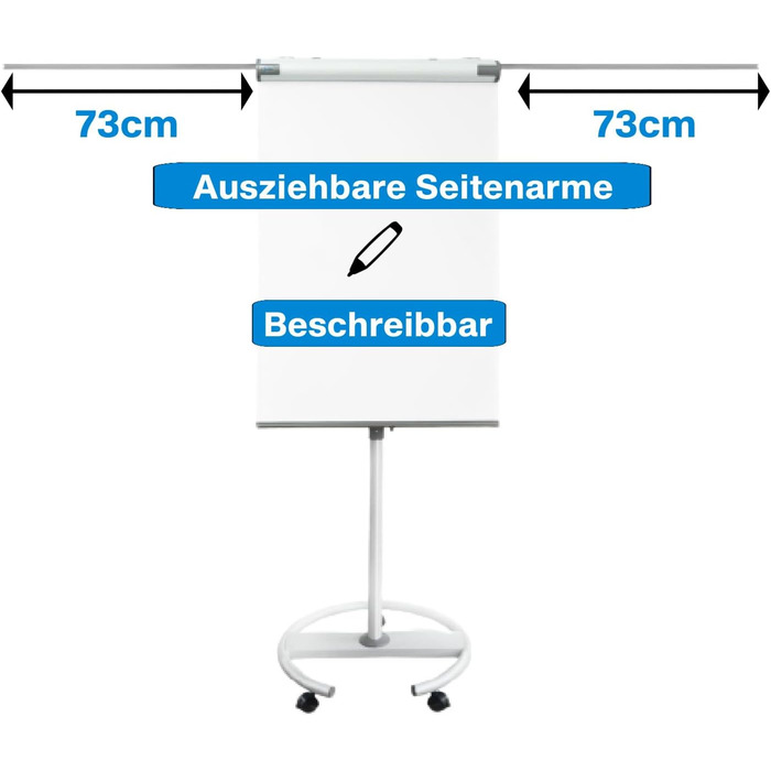 Фліпчарт Підставка Біла дошка мобільний 73x105см Регульовані по висоті, магнітні, для запису, з коліщатками