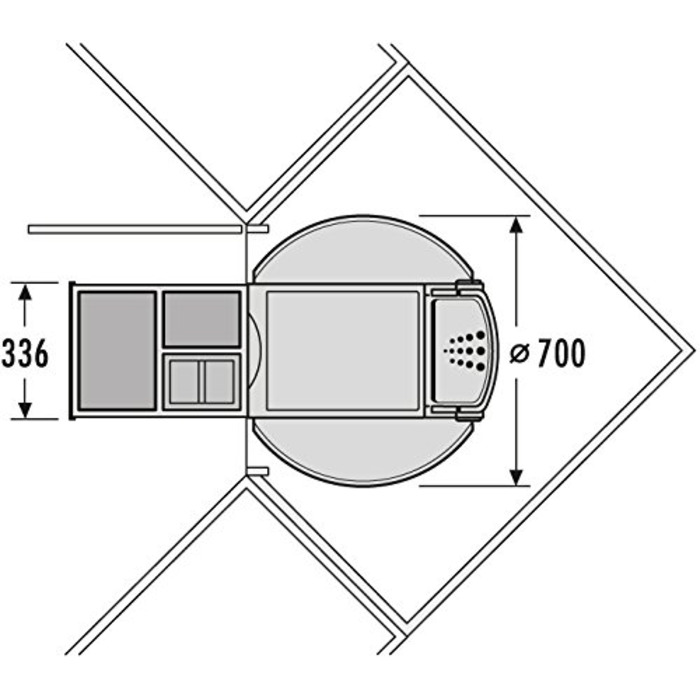Кутовий сміттєвий бак Hailo Rondo 3-сторонній для кутової тумби 90x90 2 шт. 8,5 18 л внутрішній бак повністю обертається світло-сірий