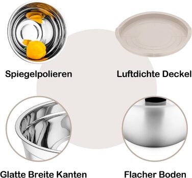 Набір місок Homikit з нержавіючої сталі, 6 штук, з кришкою, для приготування, випікання та сервірування, 6.5/4.5/2/2.5/1.5/1.2 л (Хакі, 7)