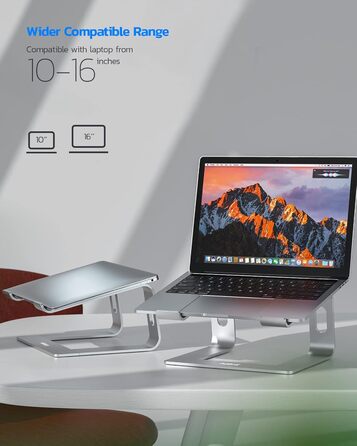 Підставка для ноутбука NULAXY, регульована, алюміній, сумісна з Dell, HP, Samsung, Lenovo (10-16 дюймів), чорний (срібло)