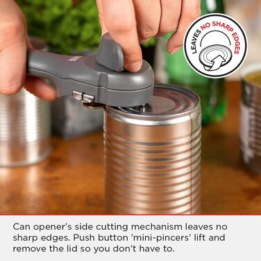 Відкривачка KUHN RIKON Auto Safety Master: безпечне відкривання банок та пляшок, сірий колір, без гострих країв