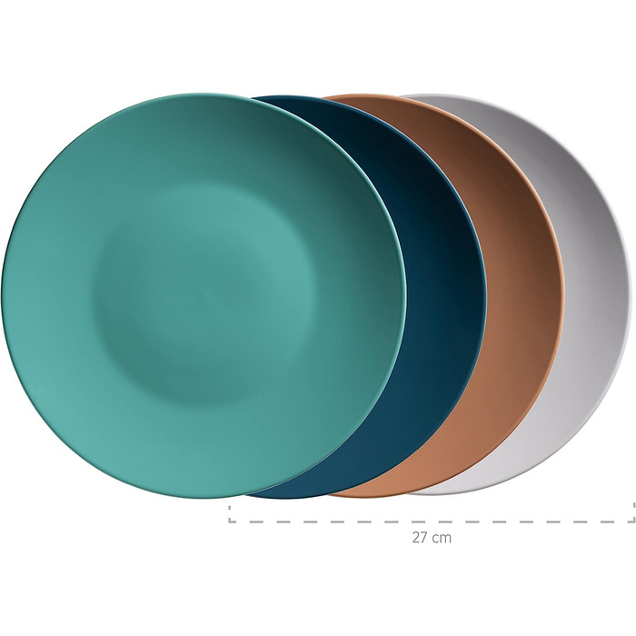 Серія Inoda, комбінований сервіс для 4 осіб, набір посуду з 16 предметів, включаючи обідню тарілку, десертну тарілку, миску з пластівцями і кавову чашку, набір посуду круглої форми, керамограніт Earth Paint, 931958