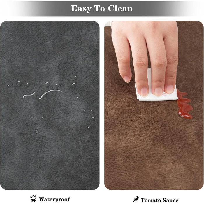 Набори серветок Pixieora для столу (4 шт.) з екошкіри, миючі, з підставками під тарілки, сірий та світло-коричневий кольори