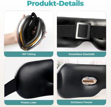 Масажер для очей Aspria® Eyecloud Vision з підігрівом та Bluetooth, видимий дизайн, масаж повітрям, розслаблення очей для втомлених/сухих очей, подарунок для жінок, чоловіків, друзів та сім'ї