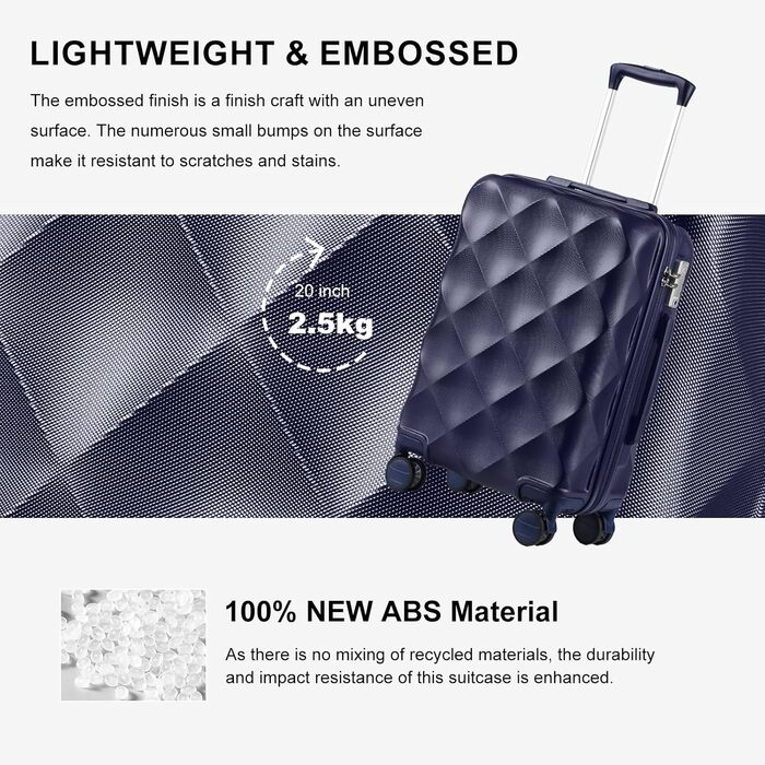 Набір валіз Sea Choice Hardshell 5шт: M, L, XL, + сумка та органайзер, TSA замок, 4 колеса, Рожеве золото (Dunkelblau)