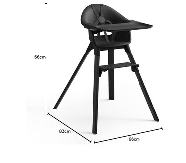 Дитячий стільчик Stokke Clikk, Чорний Midnight – Комплект з підносом та ременем безпеки, ергономічний, регульований, для дітей 6-36 місяців (до 15 кг)