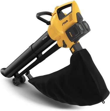 STIGA VS 100e: Акумуляторний пилосос-подрібнювач-дугун, 2 x 20V акумулятори, 45л контейнер, 3-в-1 для листя та сміття, з зарядним пристроєм