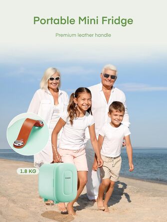 Міні холодильник FOHERE 5 літрів / 6 банок, USB живлення, 220V AC/12V DC, для напоїв та догляду за шкірою, білий (зелений)