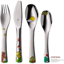 Набір дитячого столового прибору Janosch від WMF (4 шт.), нержавіюча сталь, для дітей від 3 років, Cromargan, придатний для миття в посудомийній машині, без гравіювання