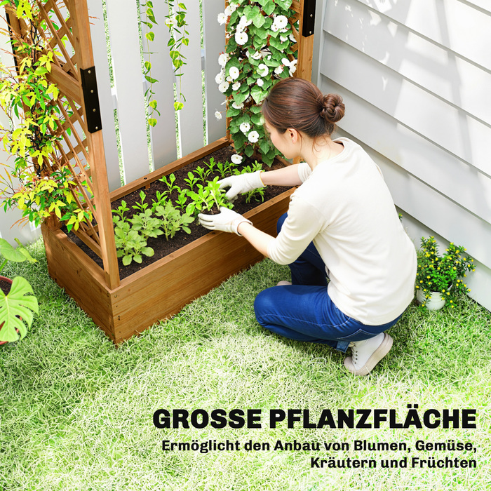Підвищене грядка з опорою для ліан та дахом, для квітів, фруктів, овочів, трав, 110 x 44 x 181 см, дерево, помаранчевий